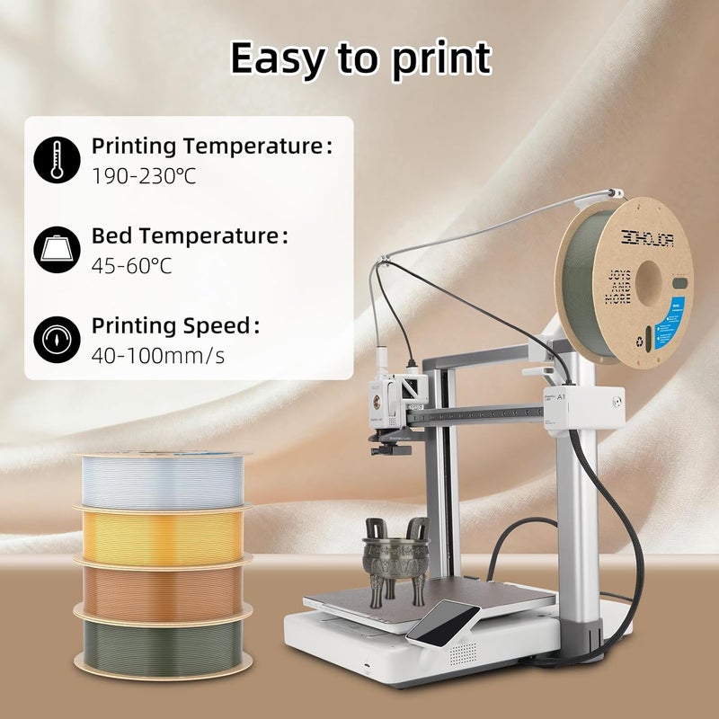 3DHoJor Silk PLA Filament 1.75mm, Silk PLA 3D Printer Filament, 2.2 LBS (1KG) Cardboard Spool, Fit Most FDM 3D Printer, Silk Bronze - Image 3